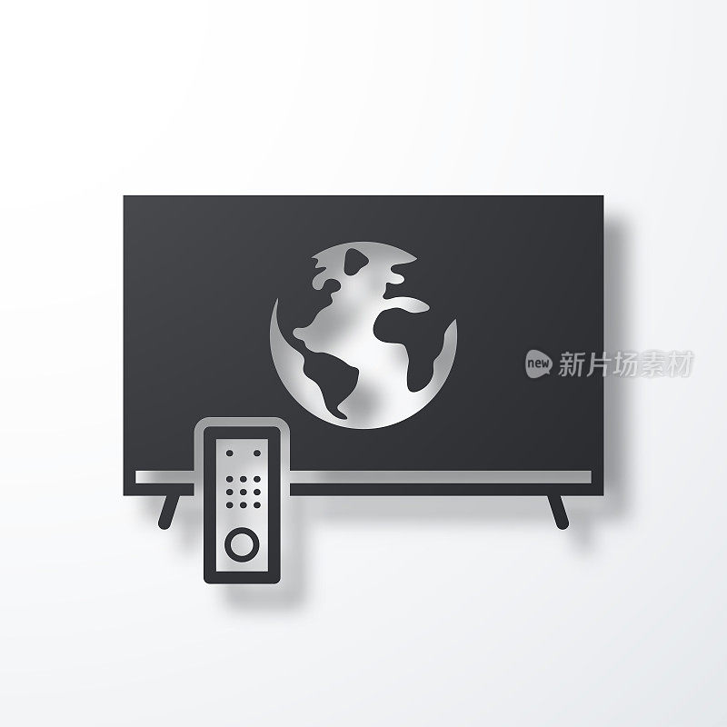 地球电视。白色背景上的阴影图标