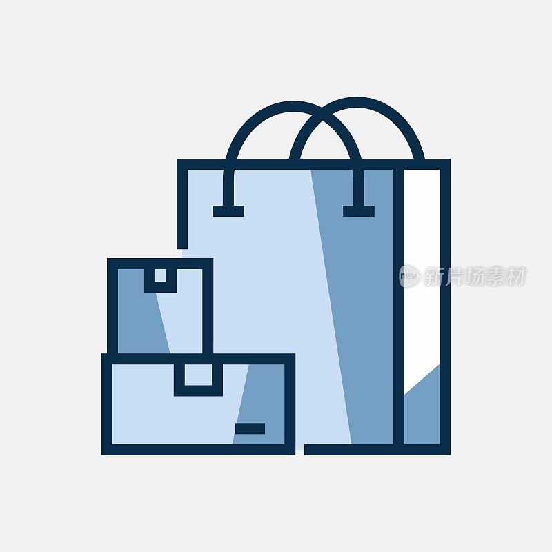 购物袋相关的矢量图标设计概念。