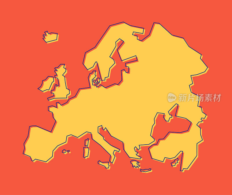欧洲地图，笔画可编辑