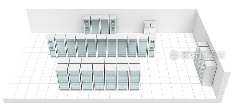 服务器室3d俯视图(白色隔离)