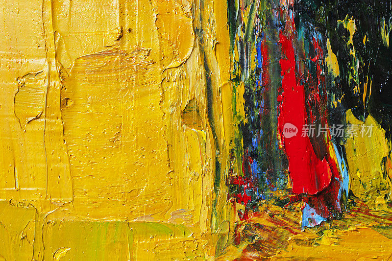抽象画红、黄、蓝、黑的艺术背景。