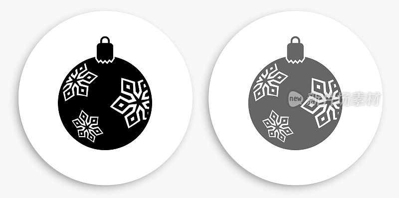 圣诞装饰黑白圆形图标