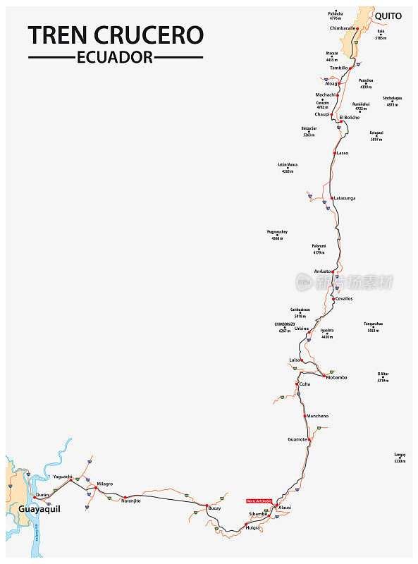 厄瓜多尔特伦克鲁罗豪华列车的线路规划