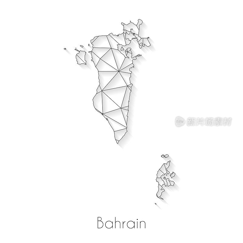 巴林地图连接-网络网格上的白色背景
