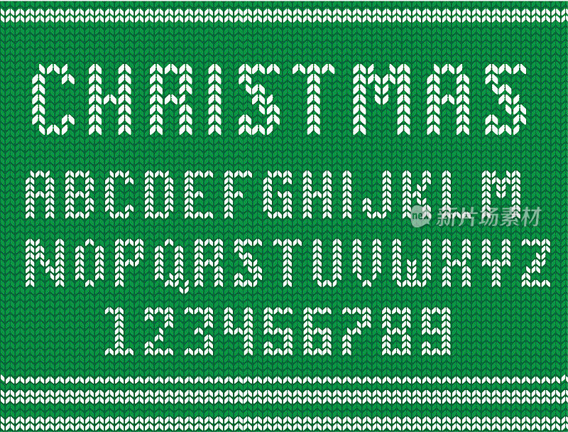 针织圣诞字母表字体设计集