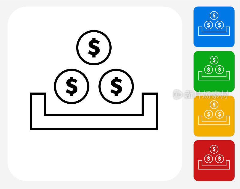 储蓄托盘与金钱图标