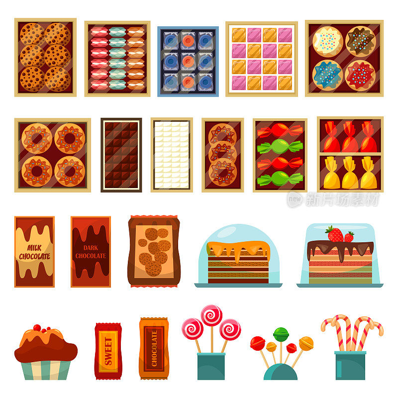 甜食、巧克力、蛋糕和饼干盒