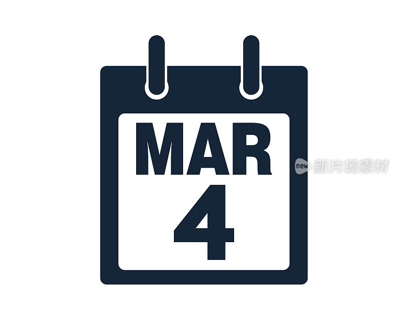 3月4日日历图标股票矢量插图