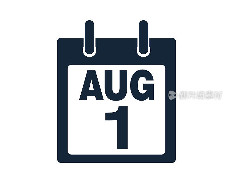 8月1日日历图标股票矢量插图