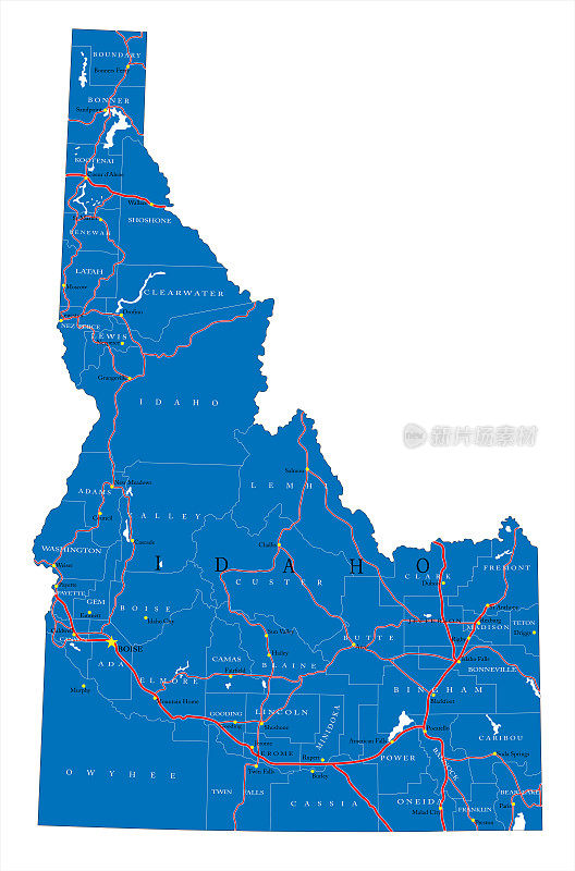 爱达荷州政治地图