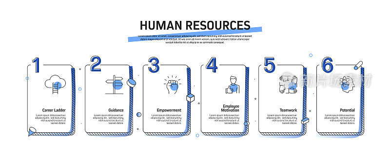 人力资源信息图表模板，元素和图标。简单的矢量信息图设计
