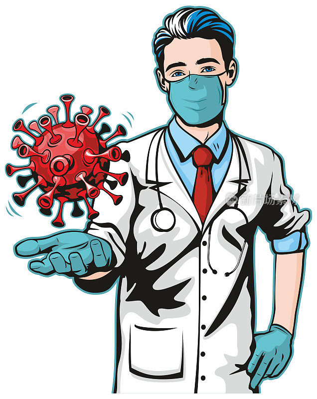 男性医生持有病毒和细菌