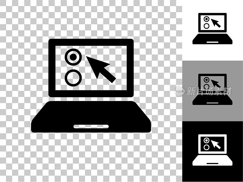 笔记本电脑图标在棋盘透明的背景