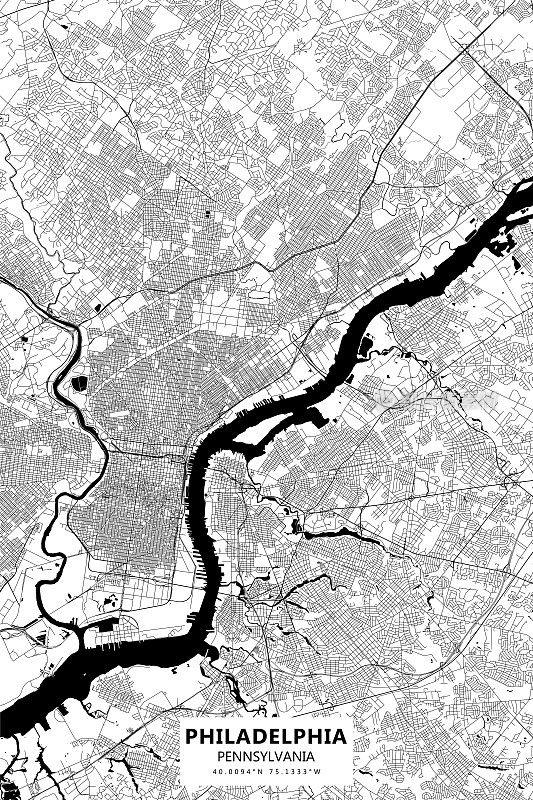 费城，宾夕法尼亚州矢量地图