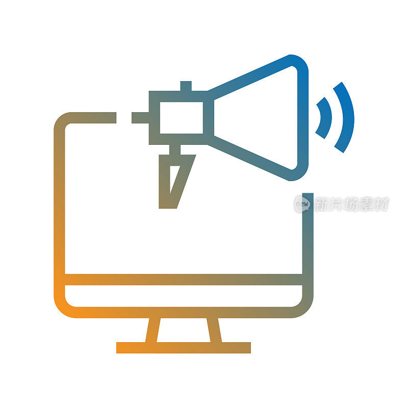 数字营销线图标，轮廓向量符号