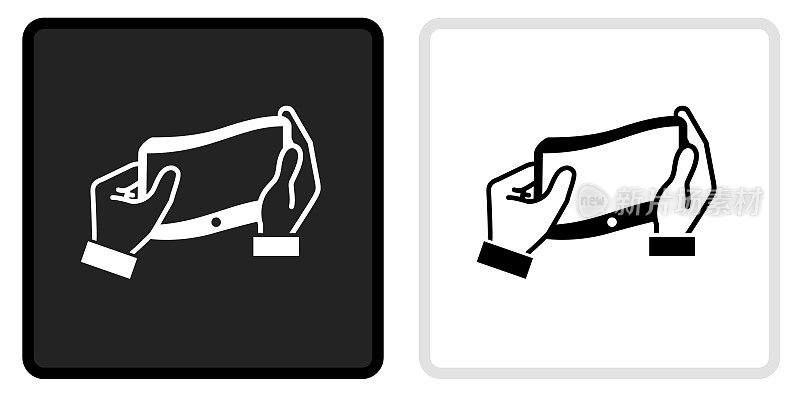 灵活的平板图标上的黑色按钮与白色翻转