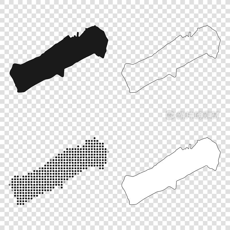 约翰斯顿环礁地图设计-黑色，轮廓，马赛克和白色