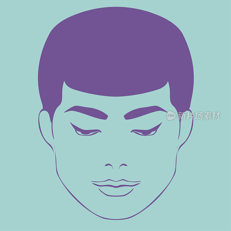 一个亚洲人面孔的简洁素描