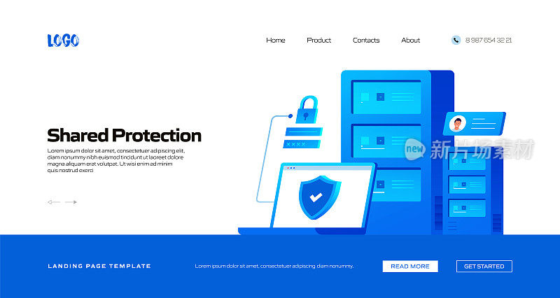 共享保护概念矢量插图登陆页模板，网站横幅，广告和营销材料，在线广告，业务演示等。