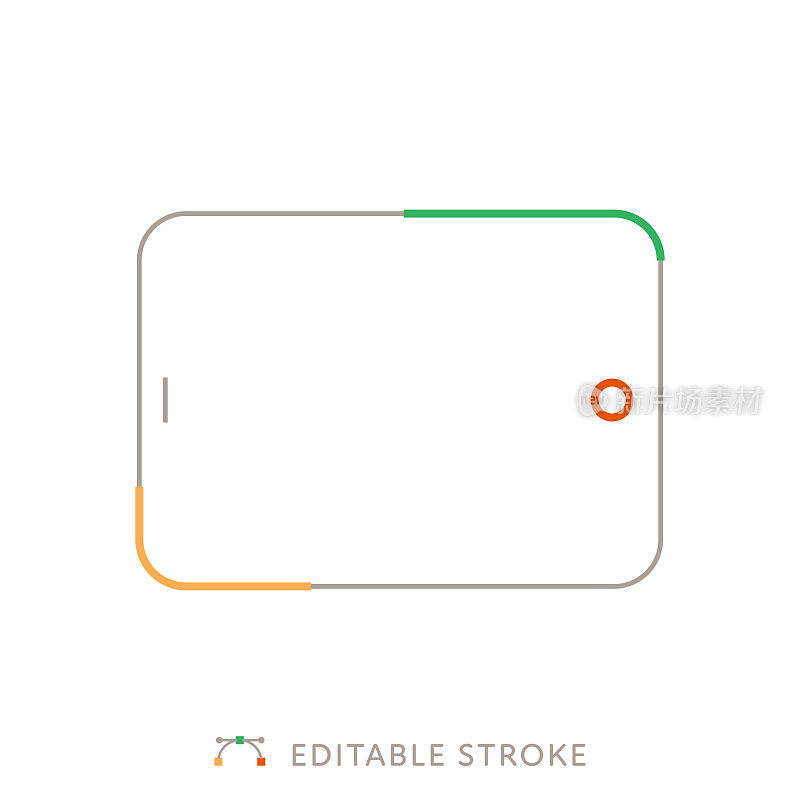 数字平板多色线图标与可编辑的Stroke