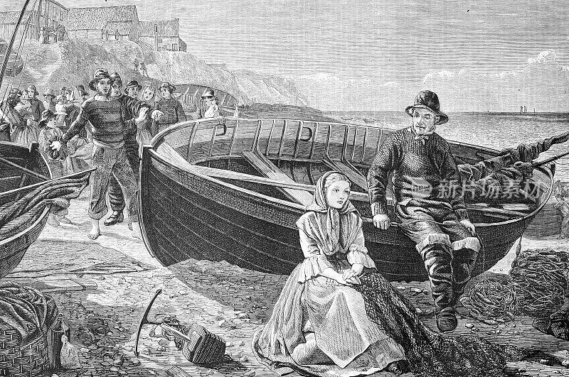 一个女人和她的丈夫在港口的一艘船上