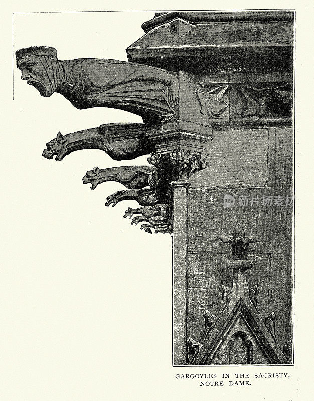 19世纪法国巴黎圣母院圣器室的滴水嘴兽