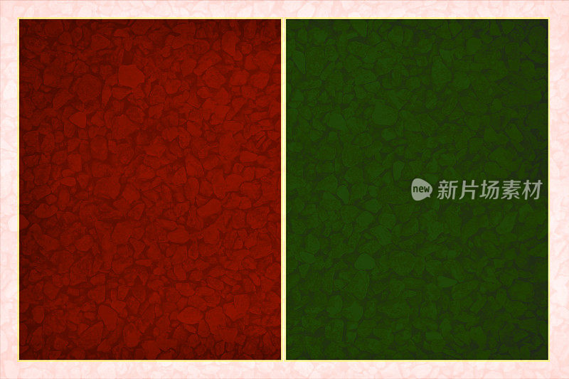 分割或分割背景的水平矢量插图,其中一半是充满活力的红栗色分区,另一半是暗绿色的对比色