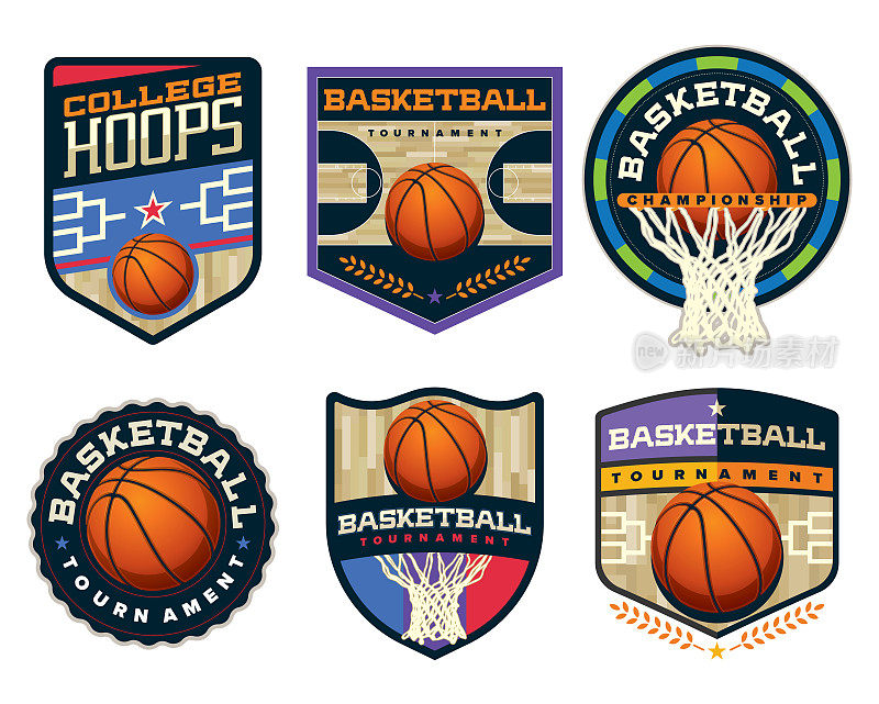篮球锦标赛标志徽章和盾牌