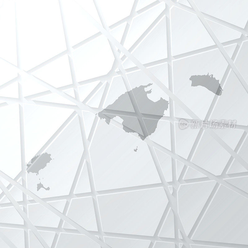 巴利阿里群岛地图与网状网络的白色背景