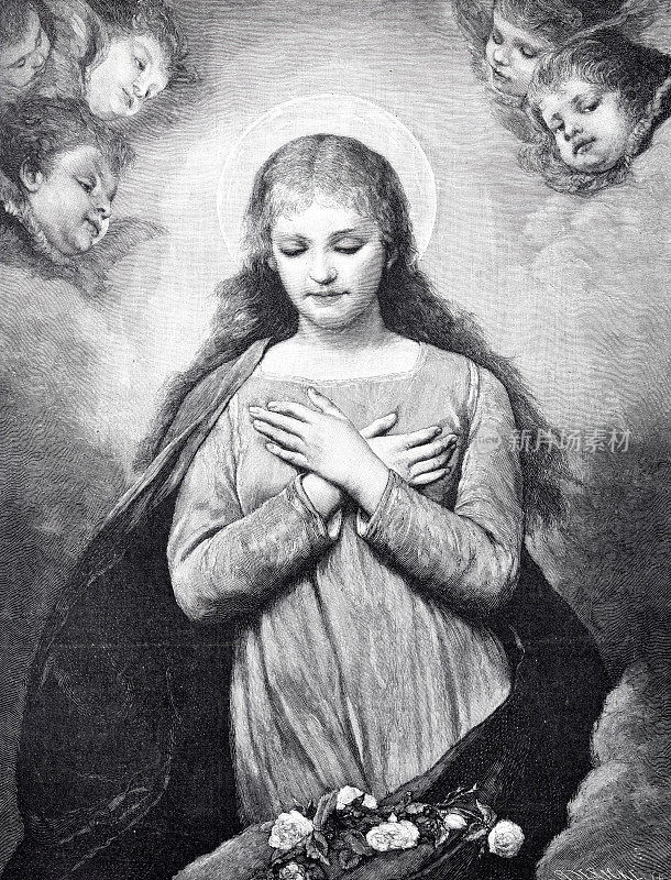 圣母玛利亚双臂交叉在胸前
