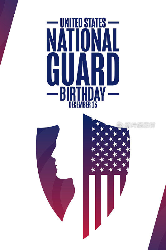 美国国民警卫队生日。12月13日。节日的概念。模板背景，横幅，卡片，海报与文本铭文。向量EPS10插图。