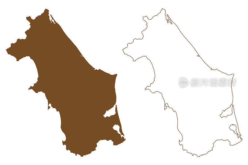 弗林德斯岛(澳大利亚联邦，塔斯马尼亚州，弗诺克斯集团群岛)地图矢量插图，潦草草图弗林德斯地图