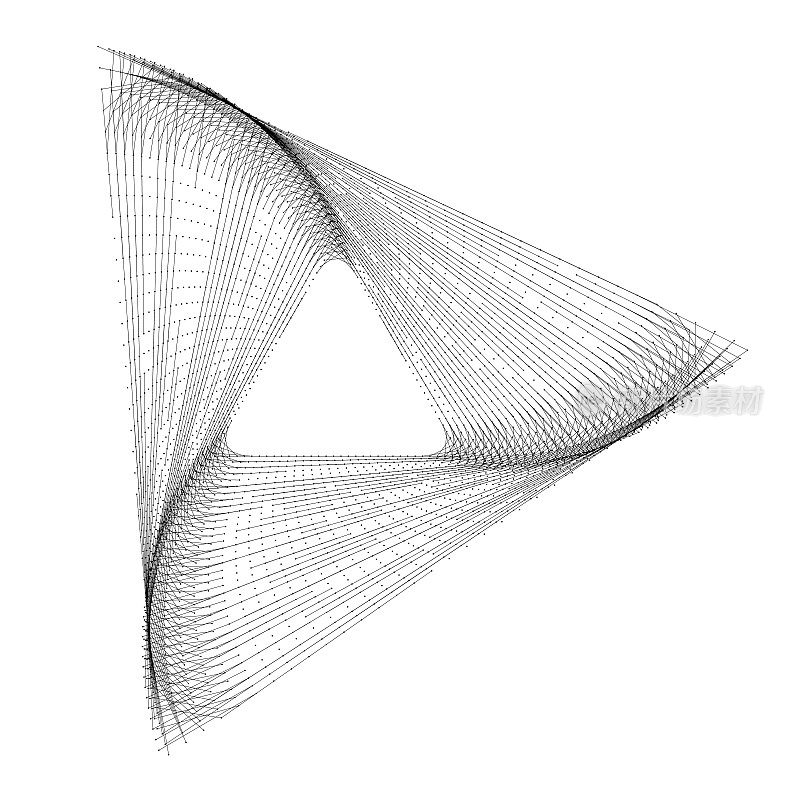 由线和点组成的复杂旋转三角形