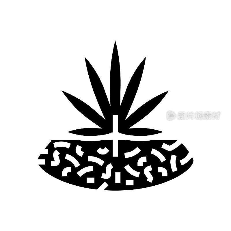 大麻药物植物字形图标矢量插图