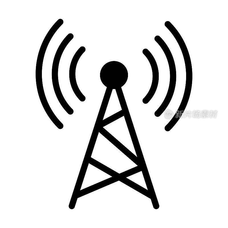 塔台信号矢量图标。互联网和移动连接