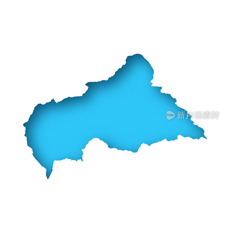 中非共和国地图-白纸，蓝色背景