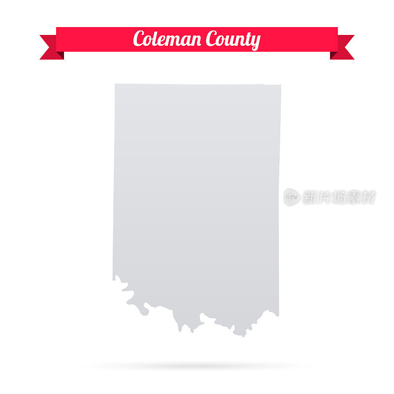科尔曼县，德克萨斯州。白底红旗地图