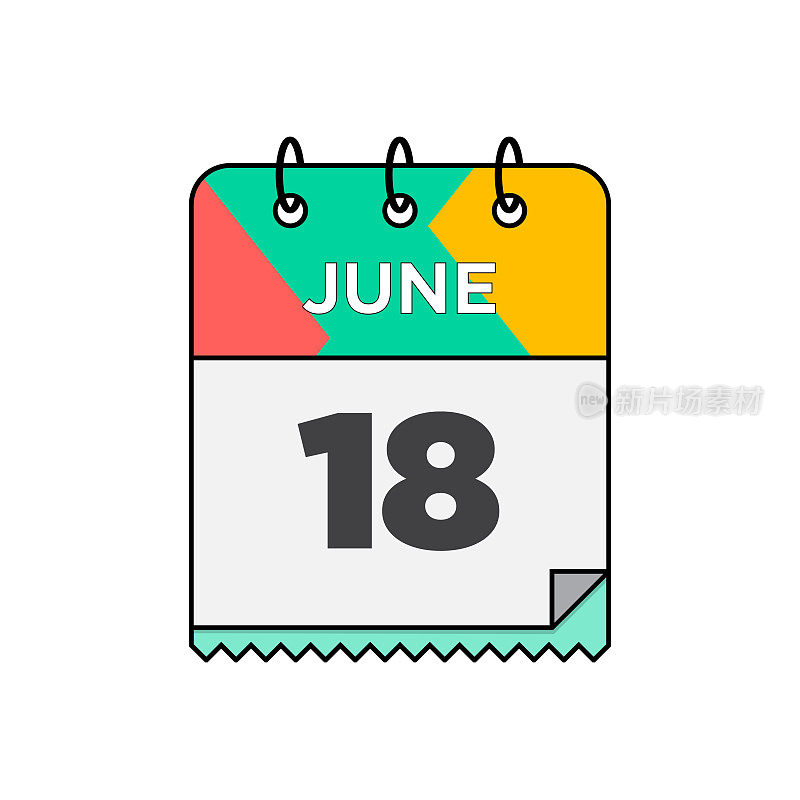 六月-每日日历图标在平面设计风格股票插图