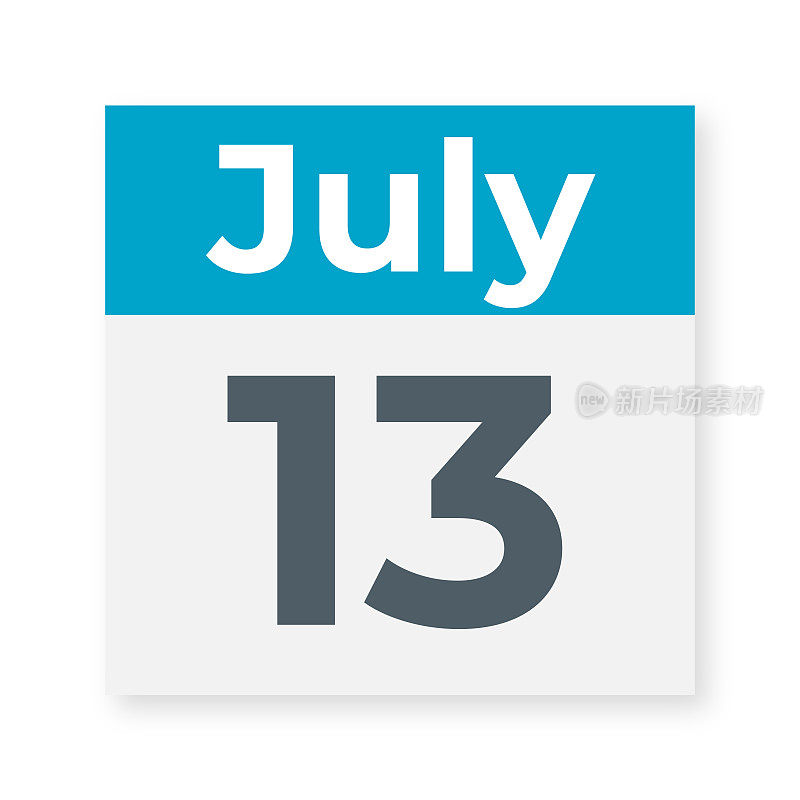 7月13日――日历页。矢量图