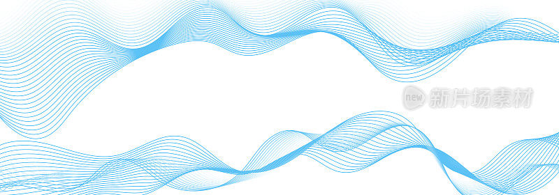 抽象的白色背景与蓝色和紫色梯度流动的波浪线