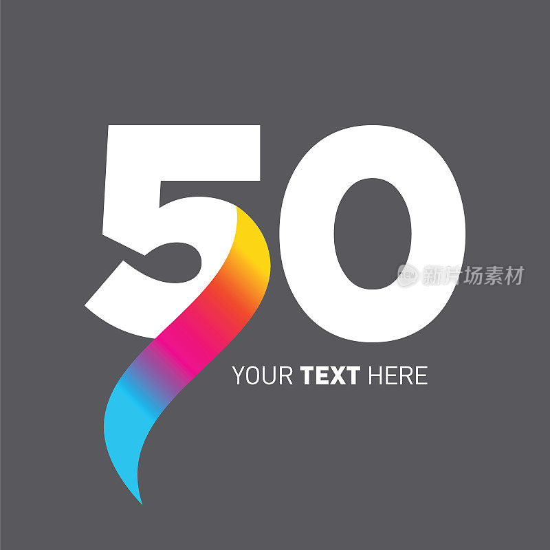 50个数量。抽象号码模板。周年纪念数字模板隔离，周年纪念图标标签，周年纪念符号矢量股票插图