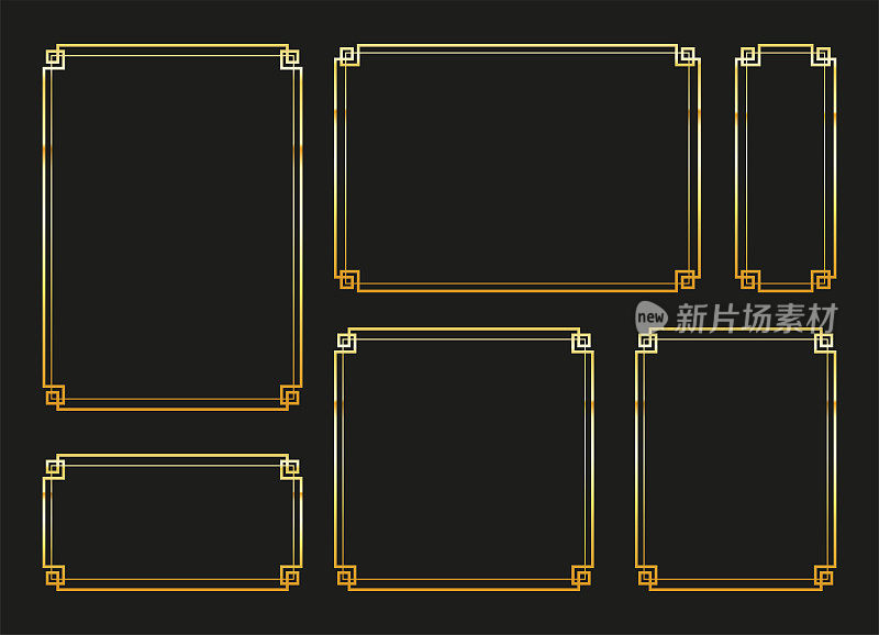 装饰金色边框框架套。古典风格的复古艺术框架背景