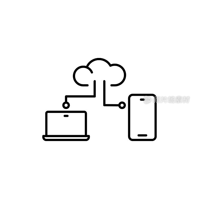 云服务器线图标与可编辑的笔画。Icon适用于网页设计、移动应用、UI、UX和GUI设计。