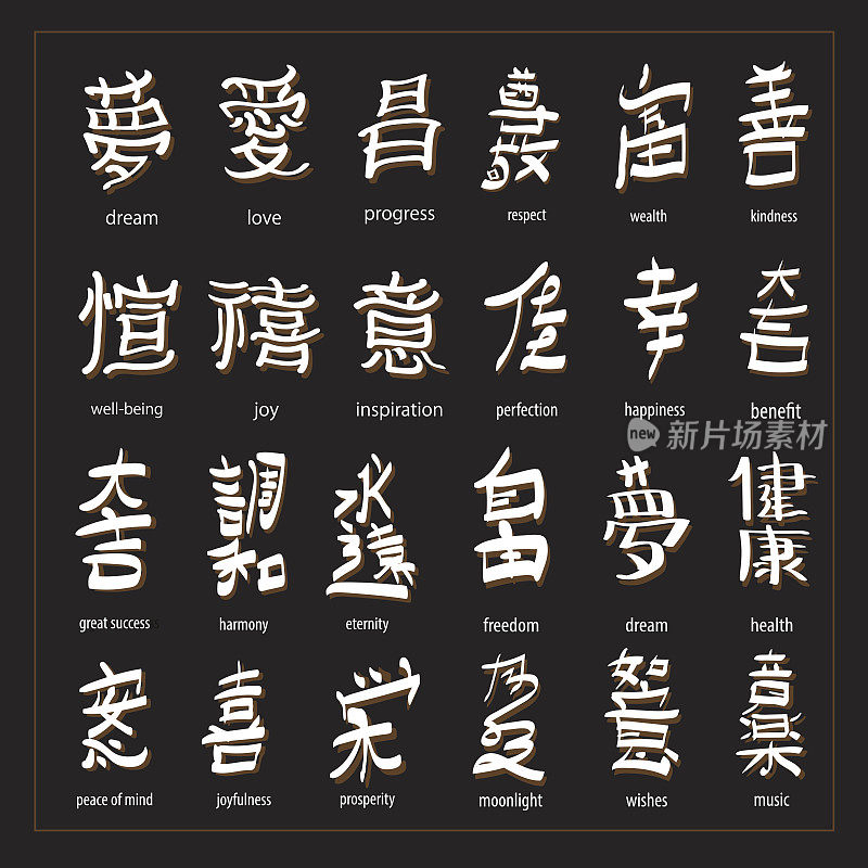 向量集:带有翻译的汉字