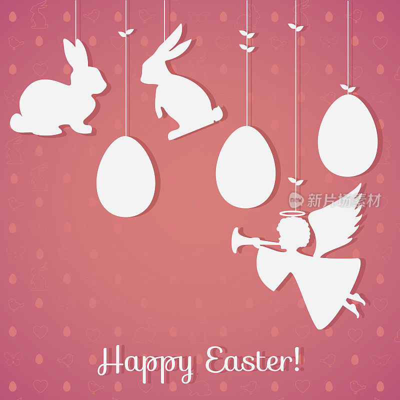 复活节背景彩蛋和兔子。完美的邀请,
