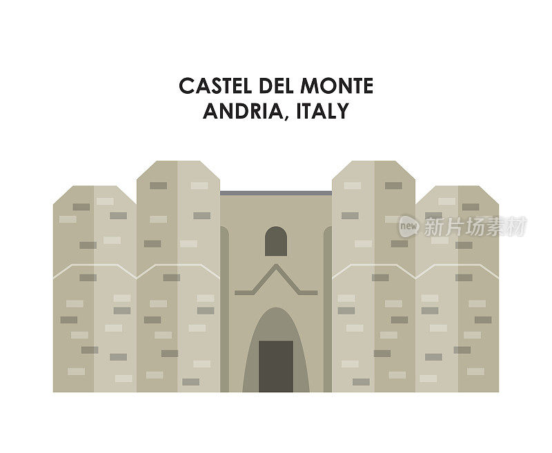 蒙特城堡。意大利文化的设计。矢量图形
