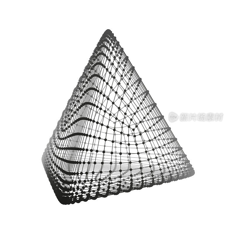 金字塔。正四面体。正多面体。正凸多面体。三维连接结构。网格几何元素的设计。分子的网格。线框网格多边形元素。