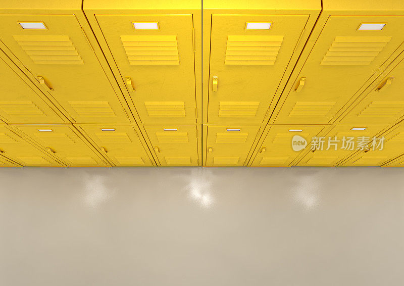 黄色的学校储物柜