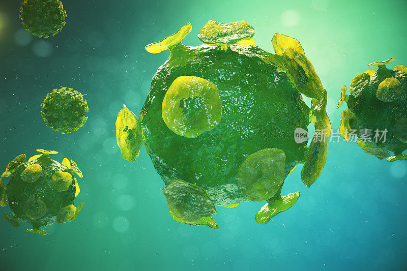 引起传染病的病毒，全球大流行病毒，3d插图