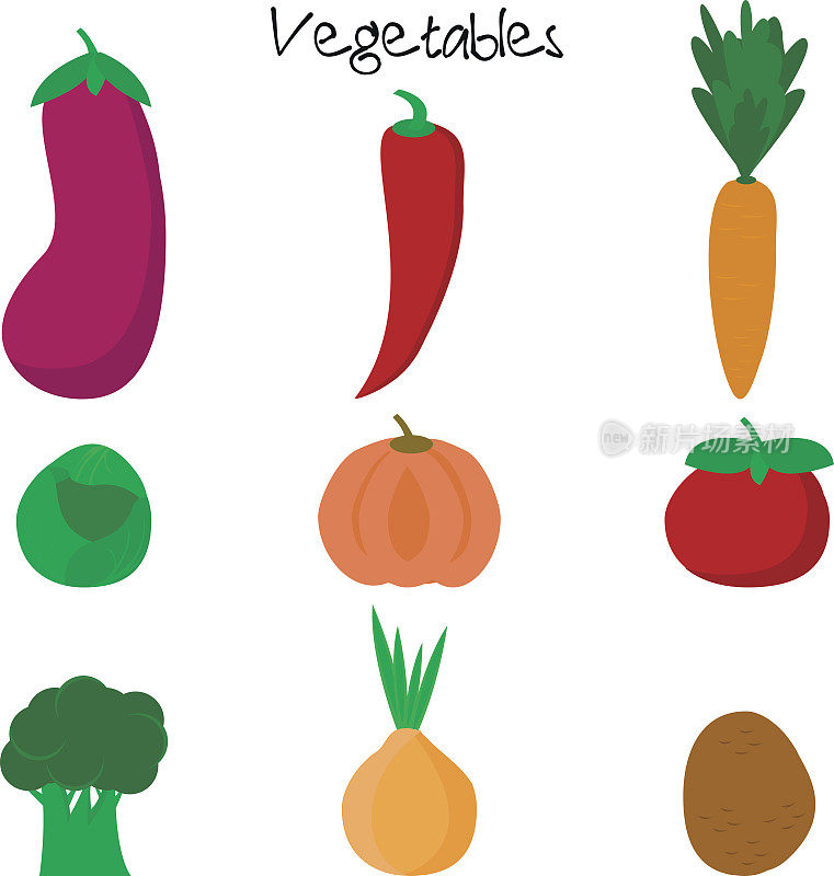 卡通可爱的蔬菜。